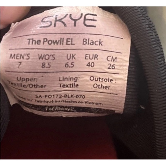 SKYE  Powll EL Slip-On Sneakers Mens 7 Women 8.5 Black Walking Casual VEGAN - Picture 6 of 6